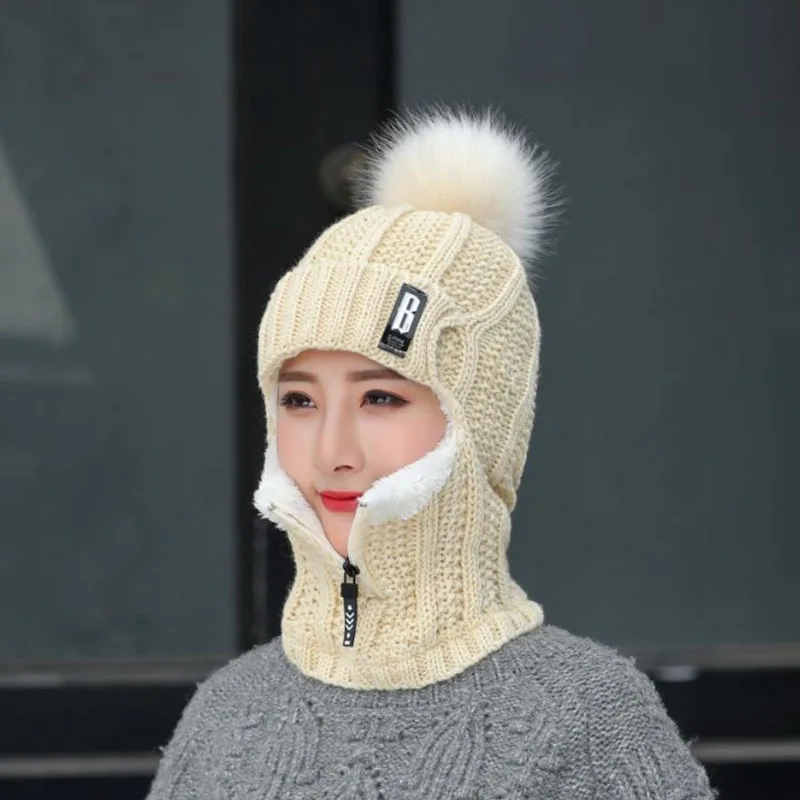 

Brand Winter Knitted Beanies Hats Women Thick Warm Beanie Skullies Hat Female Knit Letter Bonnet Beanie Caps Outdoor Riding Sets