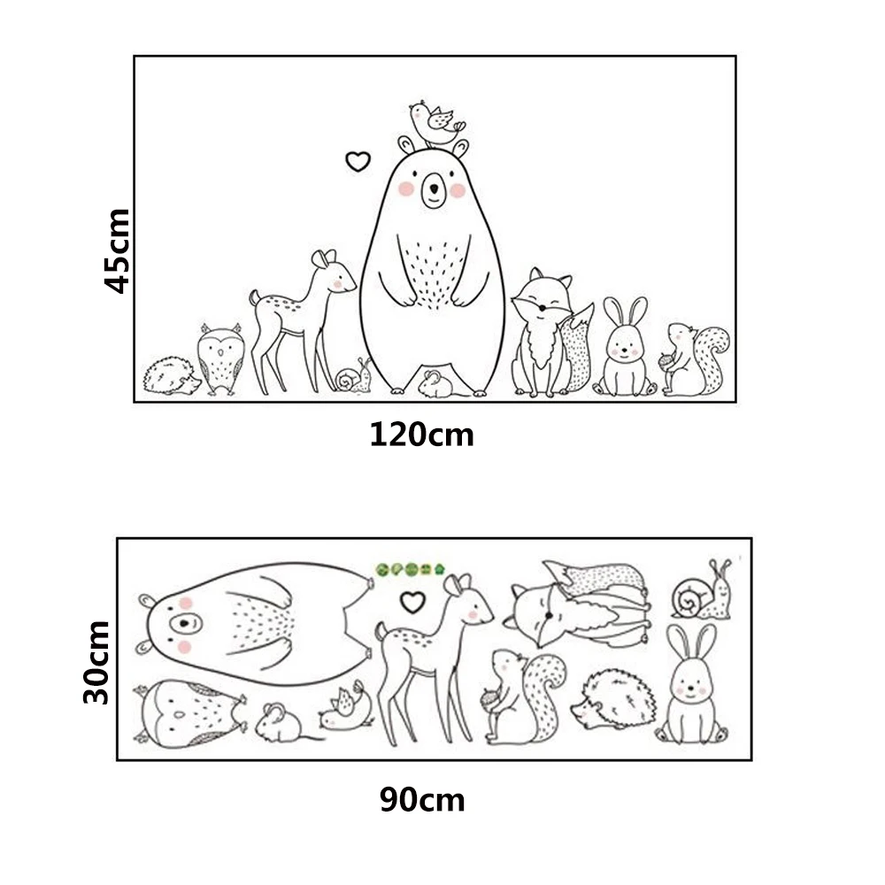 

Creative Nordic cartoon animal Wall sticker shy bear fox baby kids room creative adhesive stickers home decoration wallpaper