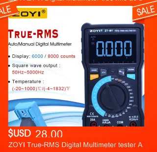 ZOYI ZT-X цифровой мультиметр с кнопкой ac dc Вольтметр ohmmet true rms мультиметр Авто диапазон+ 2 шт перезаряжаемая батарея+ зарядное устройство