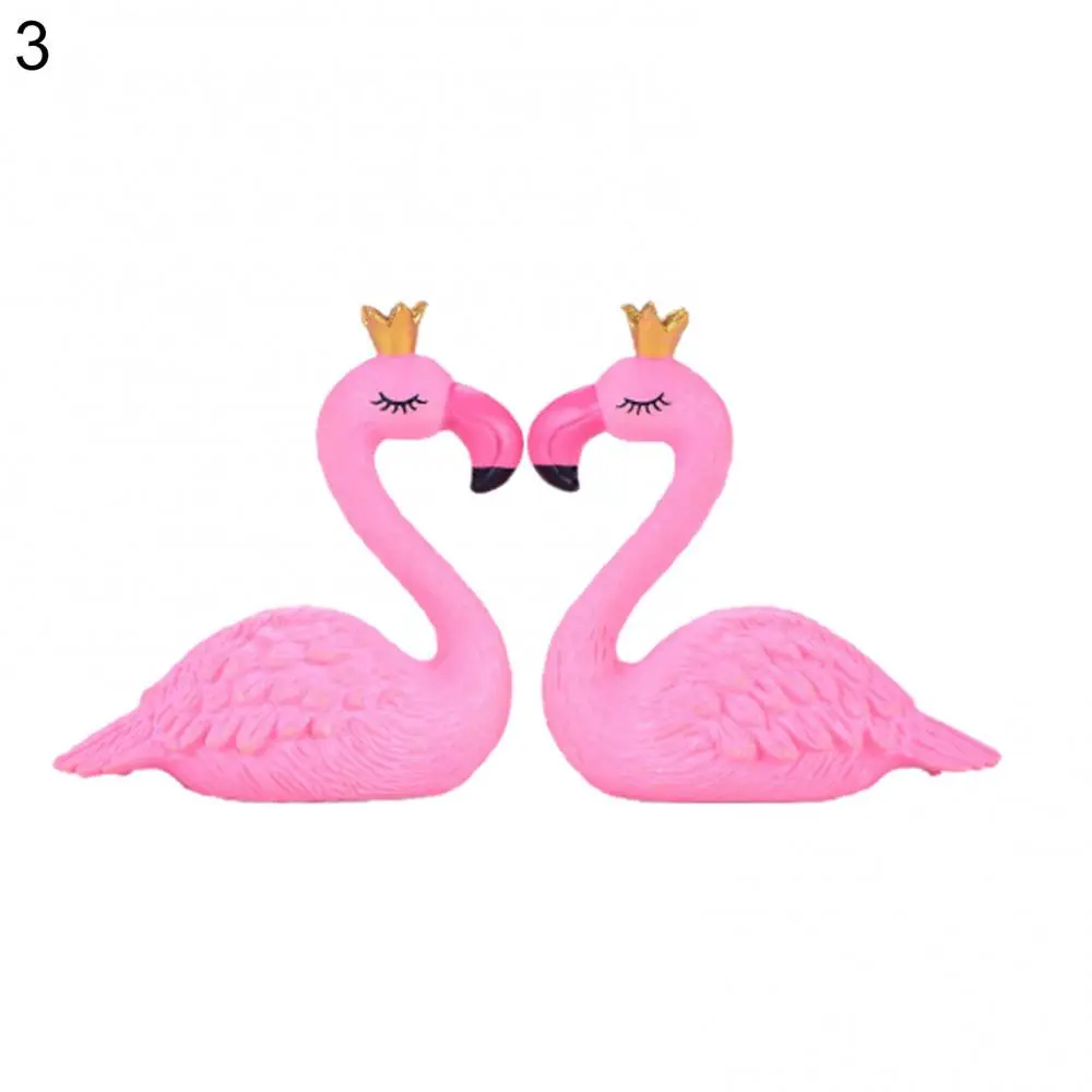 

2Pcs Resin Cartoon Animal Flamingo Flatback Embellishment Crafts Figurines for Home Decoration Mini Figures