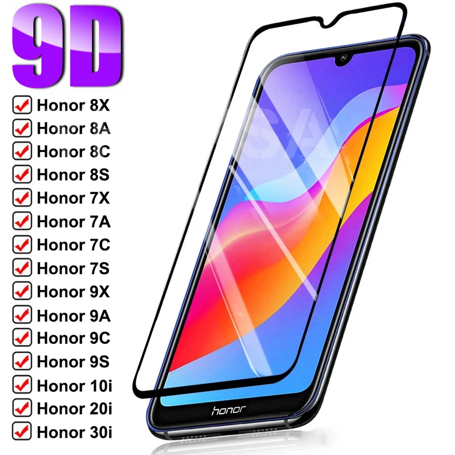 Защитное стекло 9D для Huawei Honor 7A 7C 7S 7X 8X 8A 8C 8S 9X 9A 9C 9S 10i 20i 30i закаленное | Мобильные