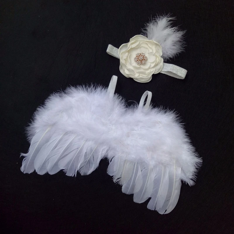 Accesorios de fotograf&iacute;a para reci&eacute;n nacidos, disfraz de moda para beb&eacute;s y ni&ntilde;os, diadema de plumas, ala de &Aacute;ngel, Q9QB-0