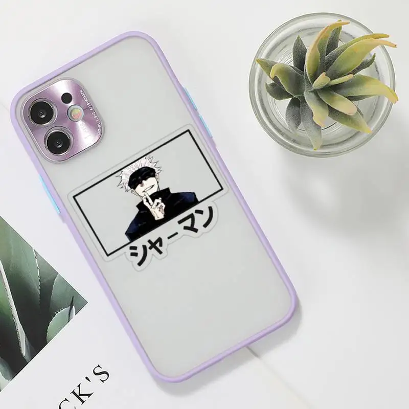 

Jujutsu Kaisen Satoru Gojo anime Phone Case purple matte transparent For iPhone 7 8 x xs xr 11 12 pro plus max mini Clear Funda