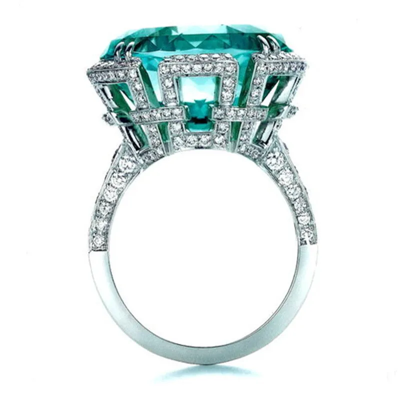 Роскошный яркий круглый кольцо с зеленым камнем очаровательные серебряные Цвет