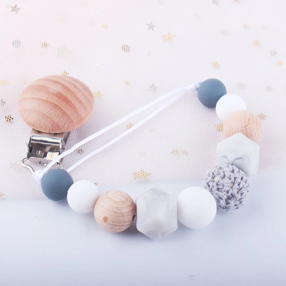 

Pacifier Clip Baby Silicone Teething Beads Paci Holder Soothie Clips Teether Toy Chewbeads Baby Birthday Shower Gift