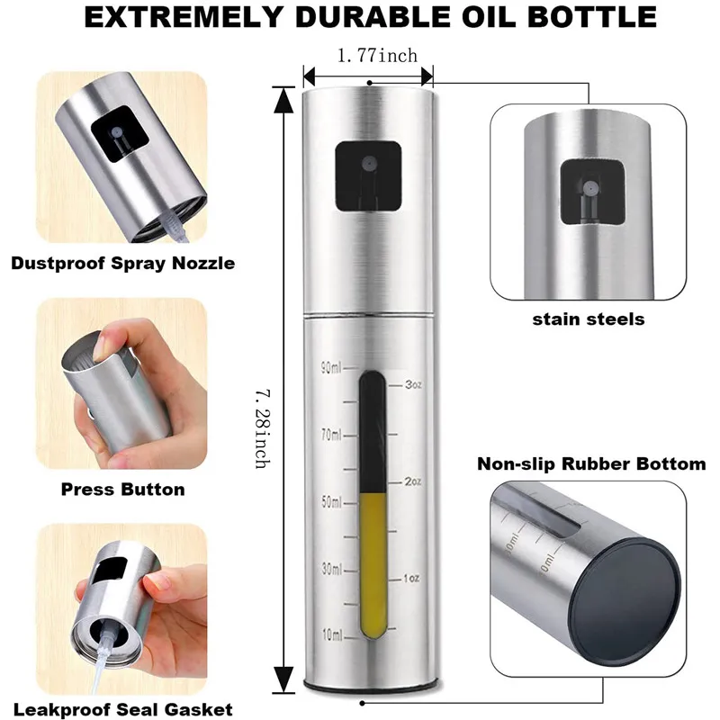 BBQ Baking Olive Oil Spray Bottle Stainless Steel Oil Spray Bottle Vinegar Spray Bottles BQ Sprayer Seasoning Bottle images - 6