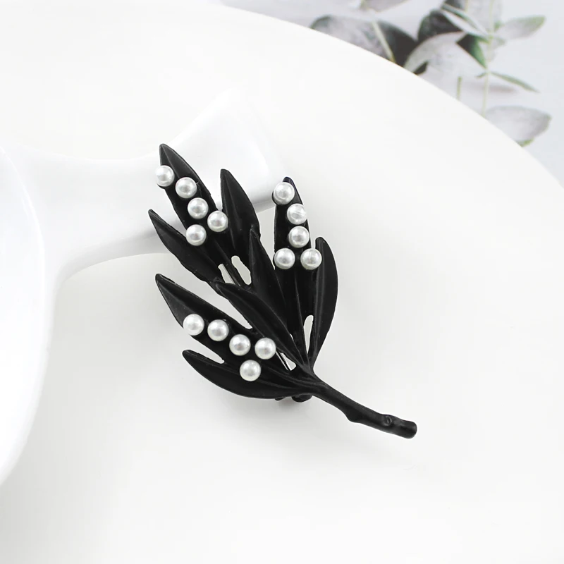 Botany 3 цвета ветки листья инкрустация круглые Броши с искусственным жемчугом для