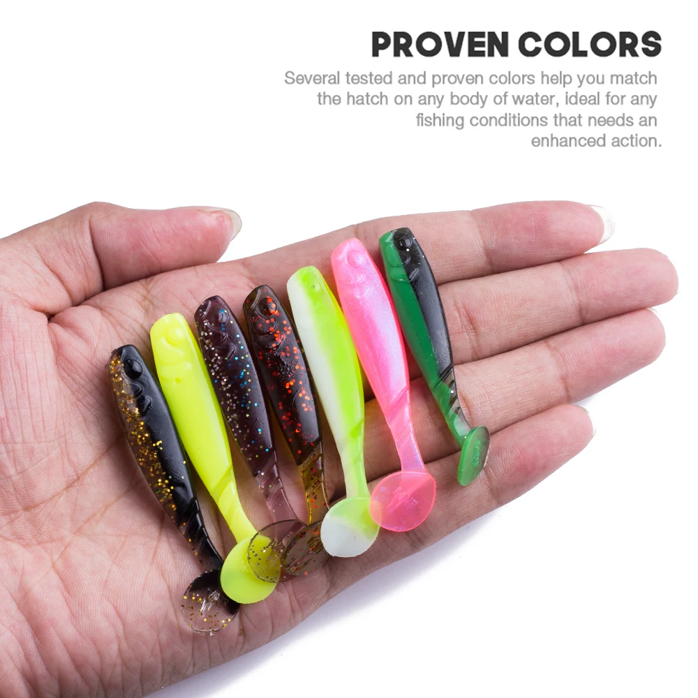 

30pcs Soft bait 2.5g 55mm sinking Soft Fishing Lures Silicone Shad Easy Shiner T Paddle Fish Baits Fishy Smell Fishing Tackle