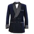 Мужской черный пиджак для курения, дизайнерский стильный блейзер для свадебной вечеринки, бархатный блейзер