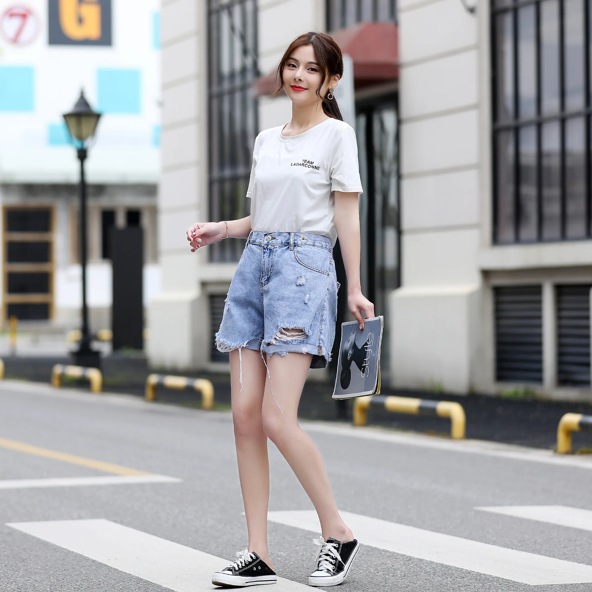 Женские летние джинсовые штаны женские синие шорты свободные модные брюки