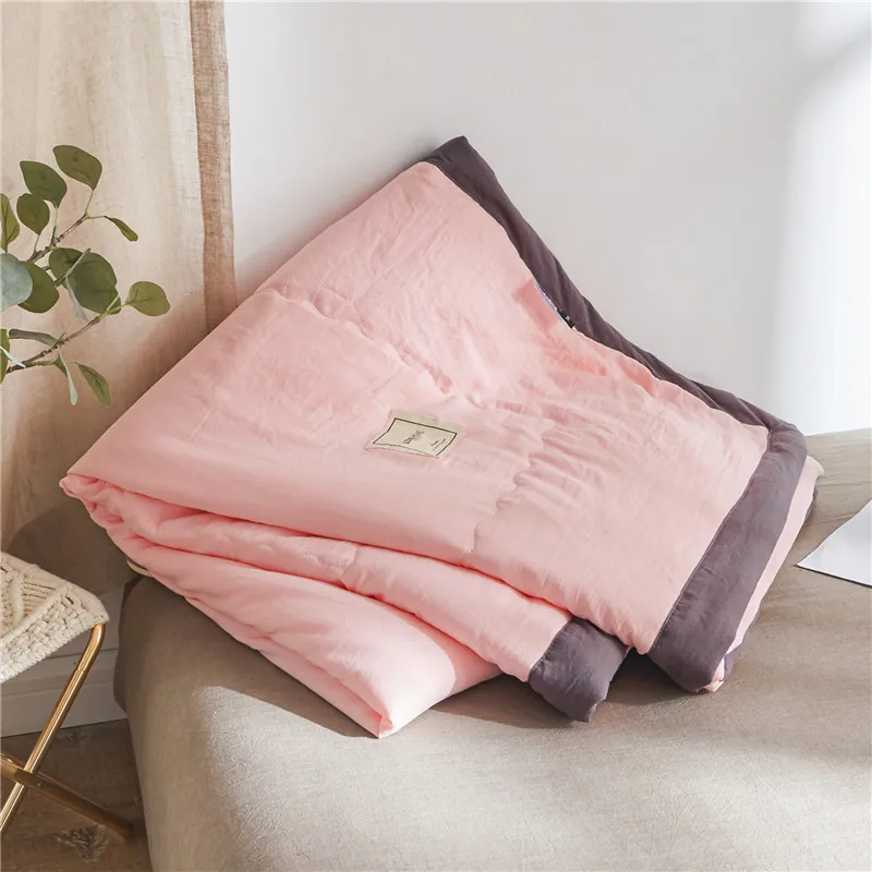 

Simple Style Pure Color Summer Quilt Bedspread Blanket Pink Comforter Soft Bed Cover Twin Full Queen Quilting Girls Comforters