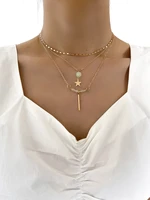 stillgirl 3layer boho crystal gold chain star pendant necklace for women kpop aesthetic geometric set female y2k fashion jewelry