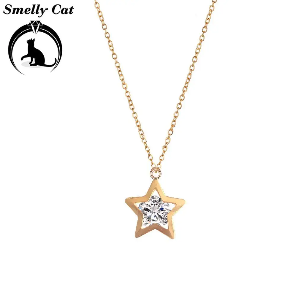 Вонючий кот простое Открытое сердце звезда Круг Подвеска Шарм ожерелье Femme