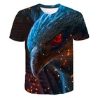 Футболка оверсайз с принтом орла, модная уличная одежда с круглым вырезом и короткими рукавами, в стиле хип-хоп, трендовая Мужская и женская рубашка с 3d рисунком, летний топ