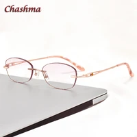 titanium gray colored lenses rimless glasses light frame women gradient glass eyewear prescription graduation glasses female