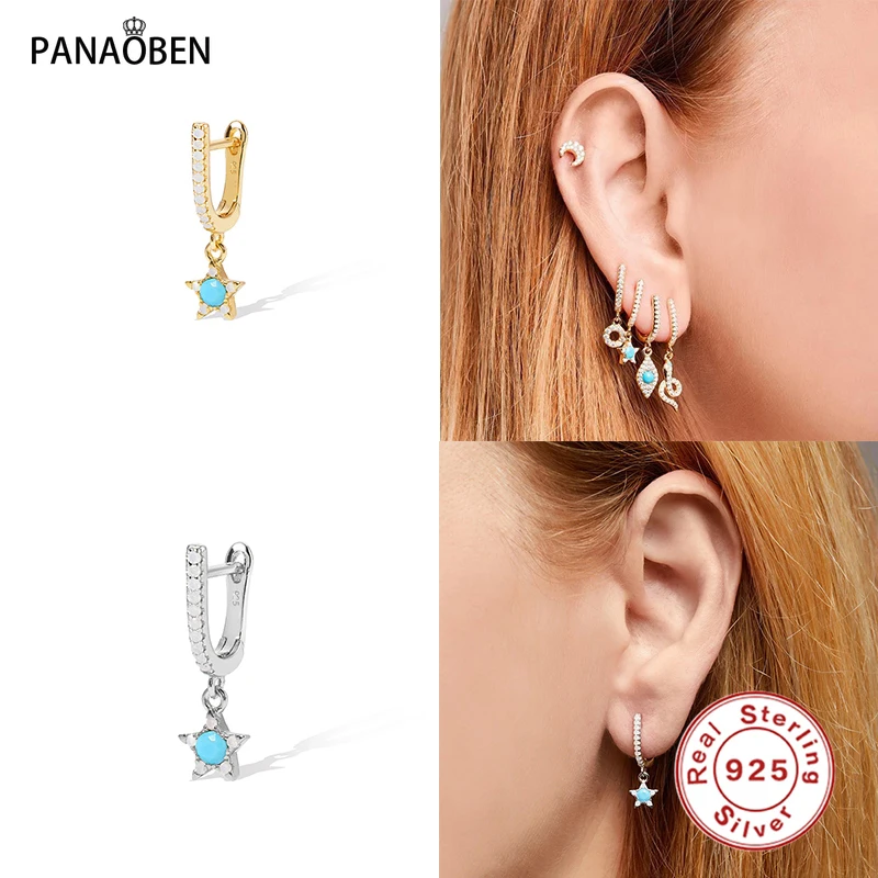 

Серьги-гвоздики PANAOBEN из стерлингового серебра 925 пробы в европейском и американском стиле для женщин серьги в стиле INS с бриллиантами и звез...