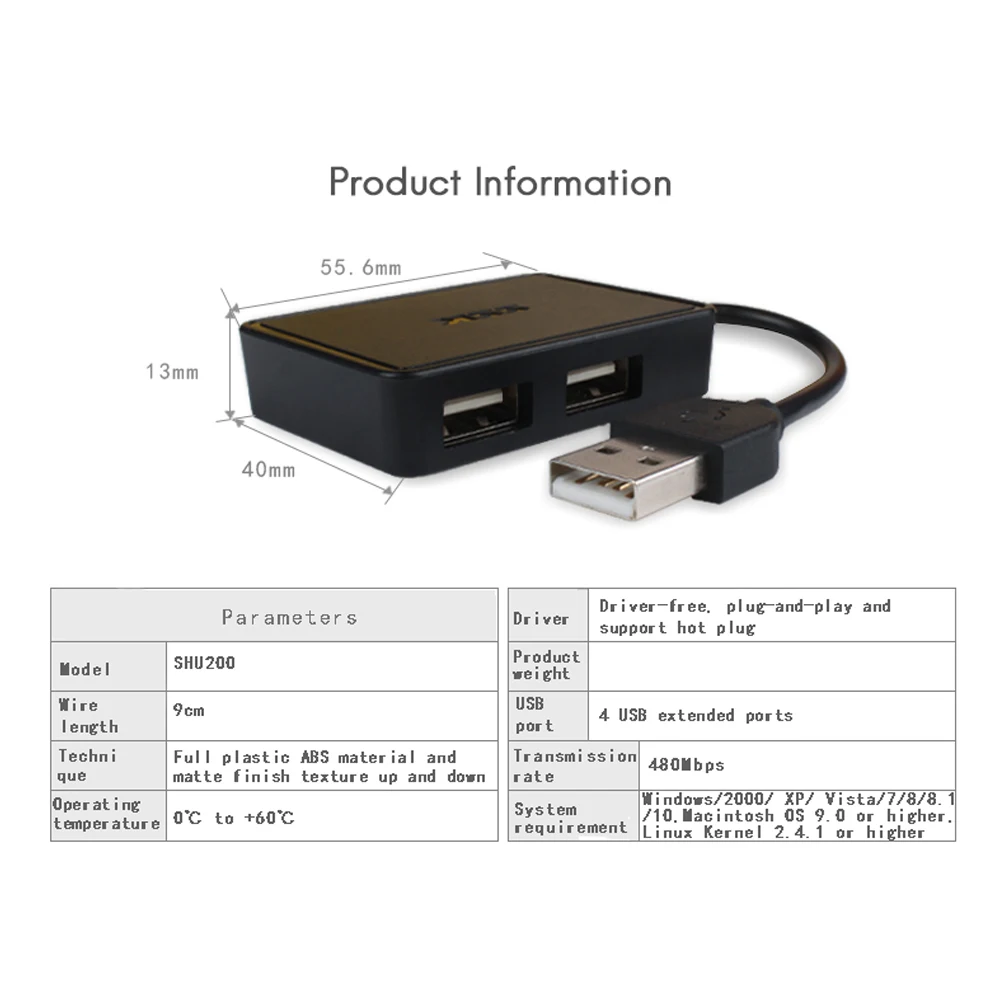 Супер-скоростная зарядка и передача данных USB 2 0 конвертер с 4 расширенными