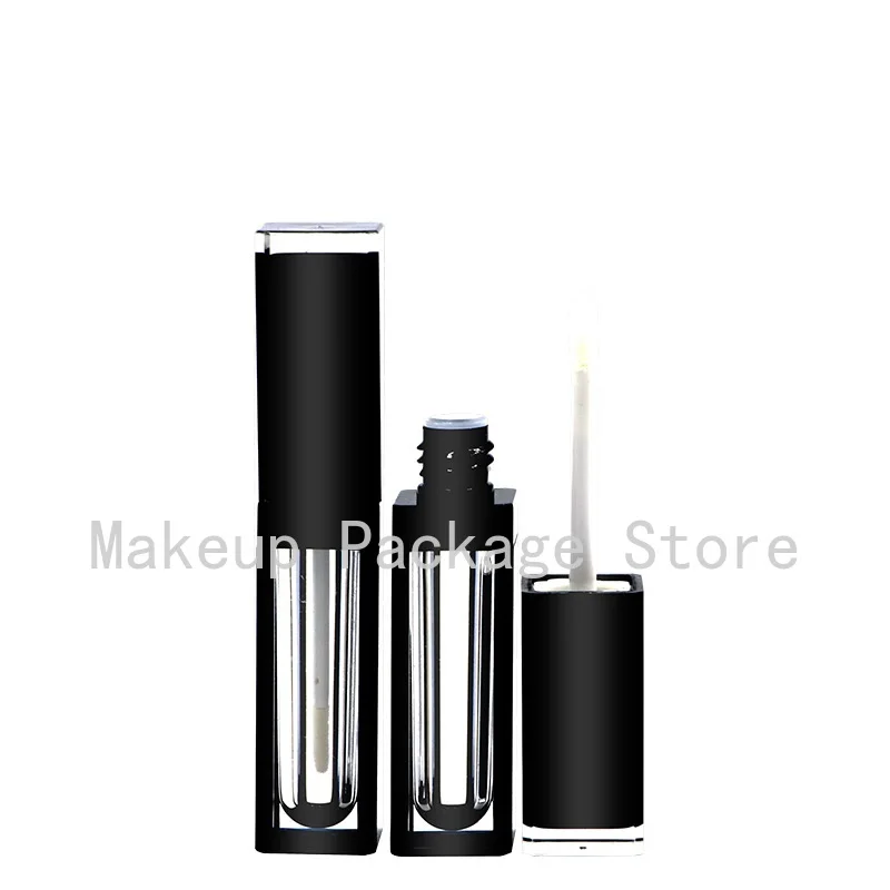 

4ml 10/25/50pcs Empty Clear Square Lip Gloss Tube ABS Lip Glaze Bottle Refillable Black Lid Portable Lipgloss Container Package