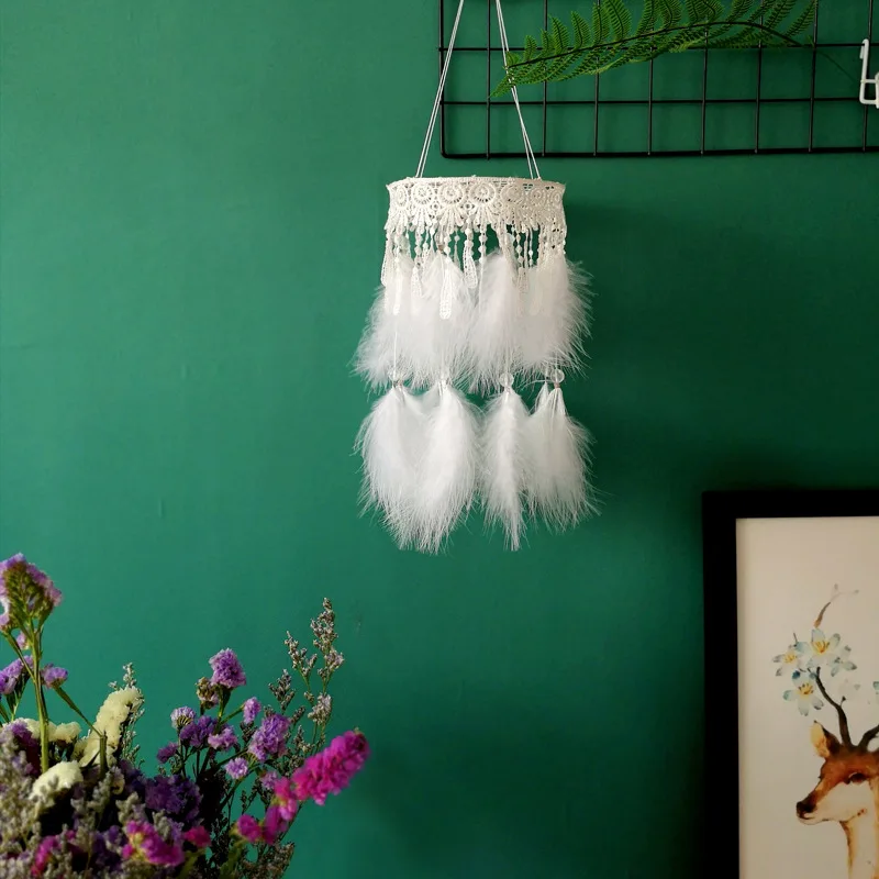 Круглый Ловец снов кулон с колокольчиком ветра перо мини абажур для настольной