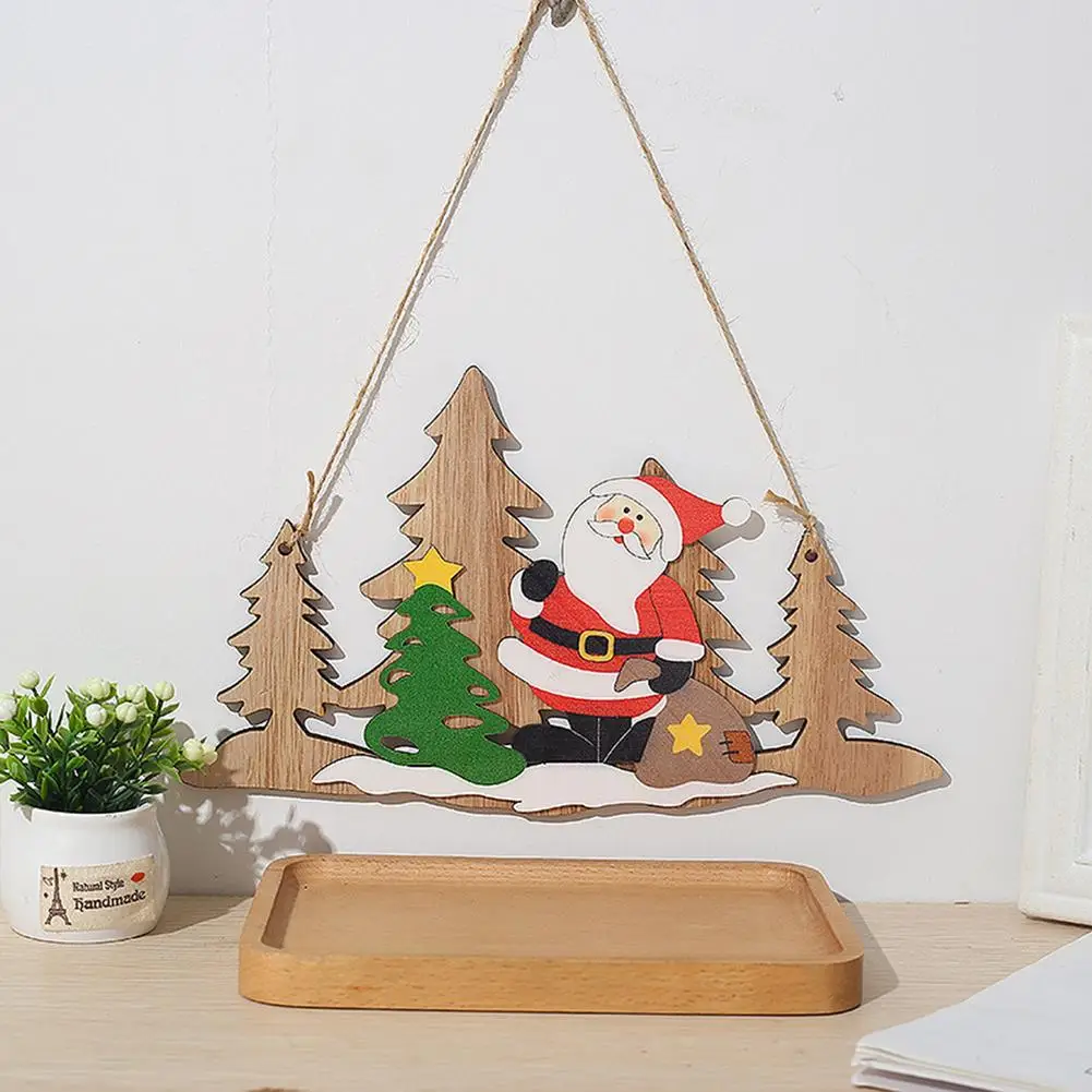 

2021 Wooden Christmas Door Hanging Oranments Wall Xmas Decor Christmas Decorations For Home 2022 Naviidad Door Pendant