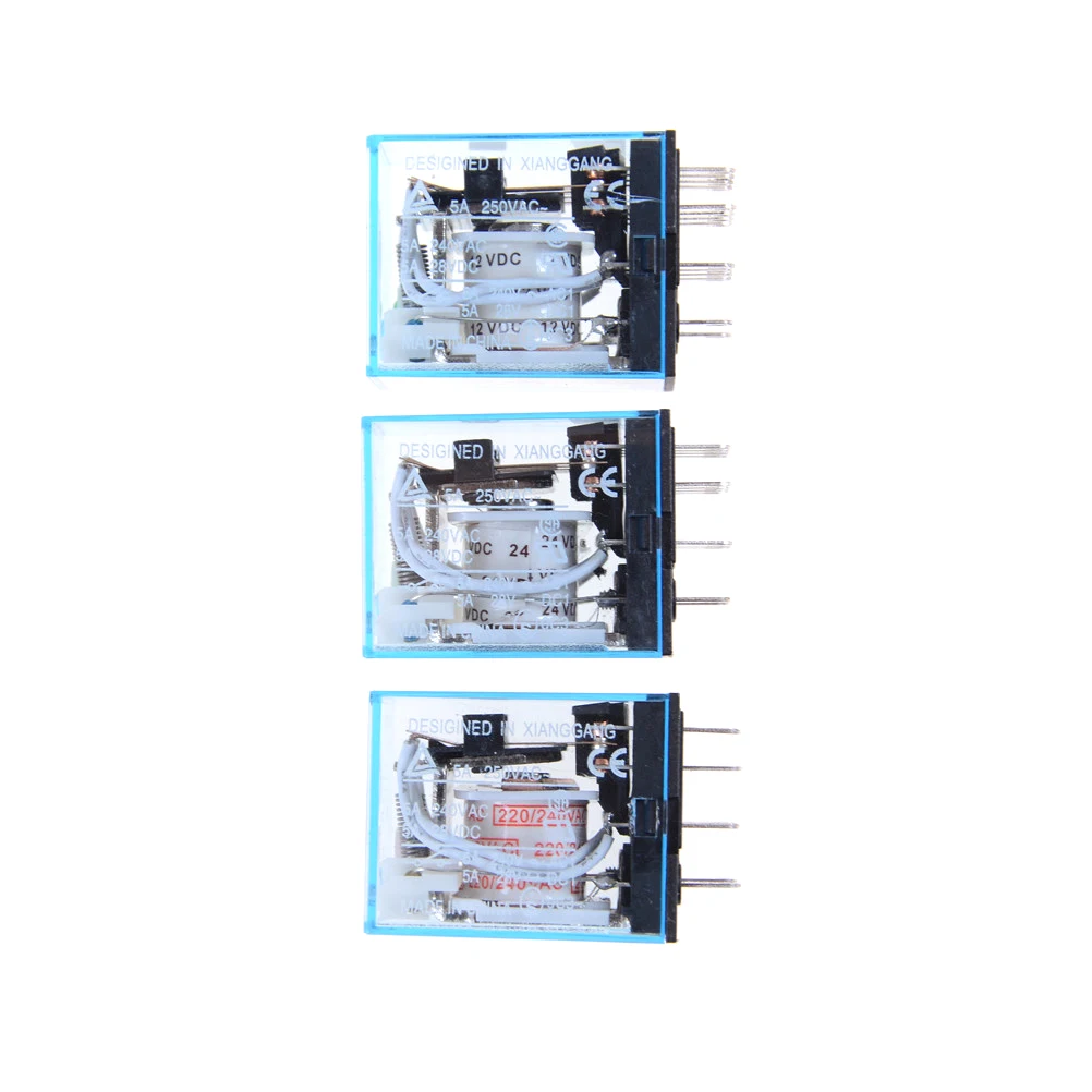 DC12V 24V AC220V 1set MY4NJ Electronic Micro Relay 4NO 4NC LED Indicator Power DIN Rail 14 Pin Mini With Socket | Обустройство дома