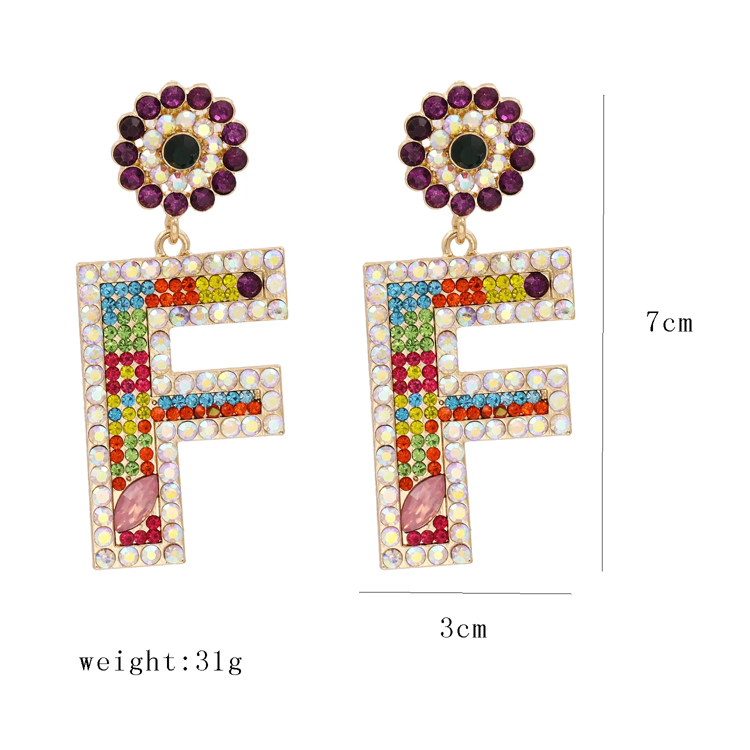 

Classic Fashion Full Rhinestone Earrings For Women Statement Jewelry Bohemian Letters Drop Dangle Earring Party Gift