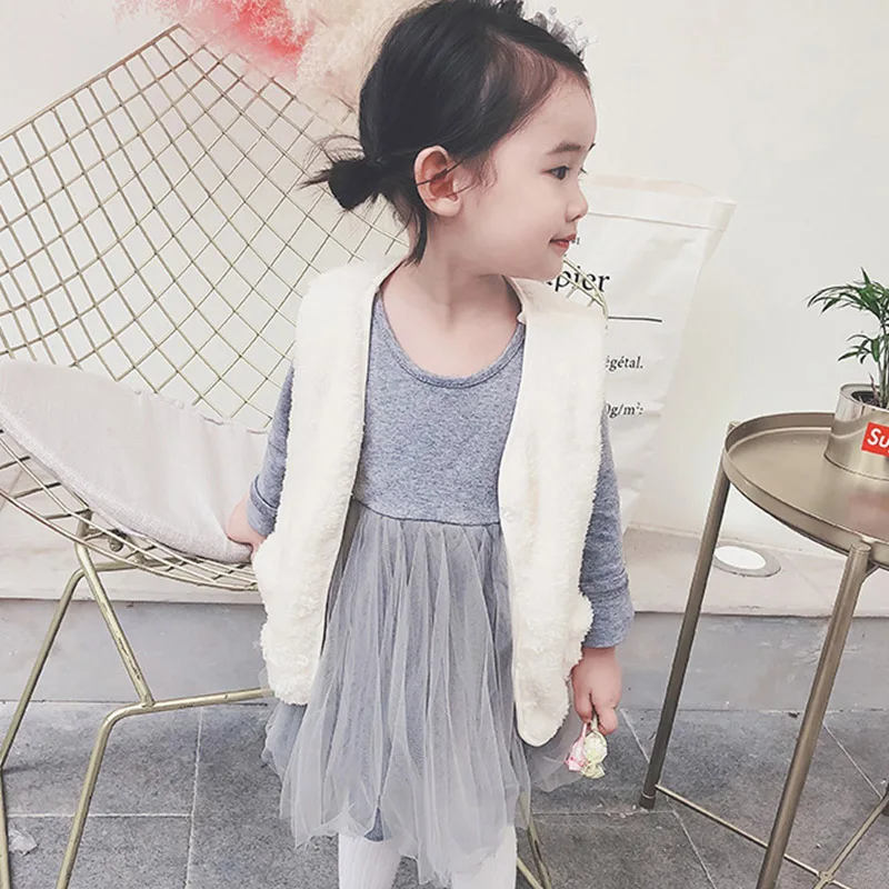 Зимний детский жилет меховой Толстая теплая детская куртка повседневная одежда