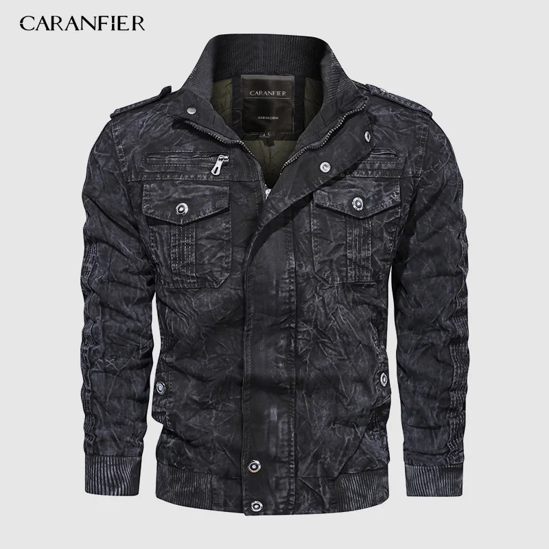 Брендовая зимняя куртка CARANFIER мужское повседневное пальто в стиле ретро