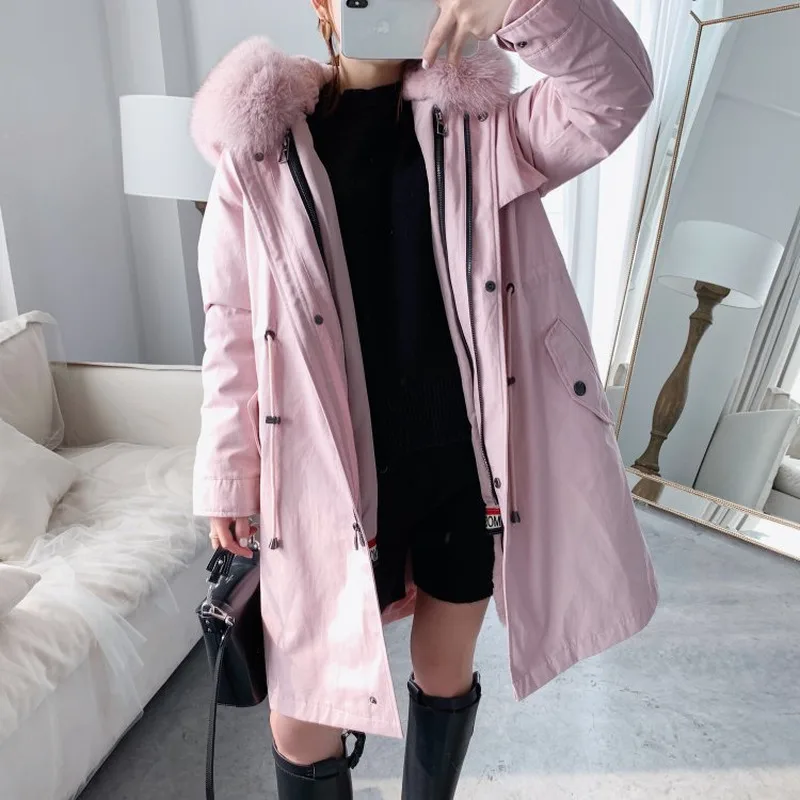 Real Fur Coat Women Rex Rabbit Fox Collar Parka for Clothes 2020 Winter Abrigo MujerYY920 | Женская одежда