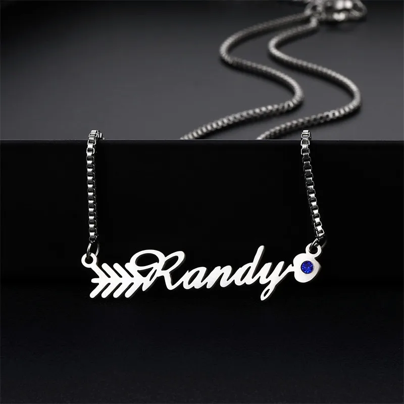 Персонализированное ожерелье с кулоном именем из циркония цепочка нержавеющей