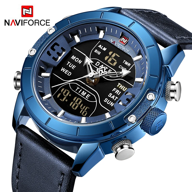 

NAVIFORCE Luxury Brand Military Watch Men Sport Leather Strap Wristwatch Mens Waterproof Digital Quartz Clock Relogio Masculino