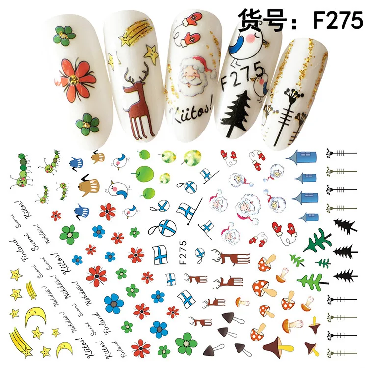 Cross-border nail stickers for the new Christmas Santa Claus decals rubber straps stereoscopic 3 d | Красота и здоровье