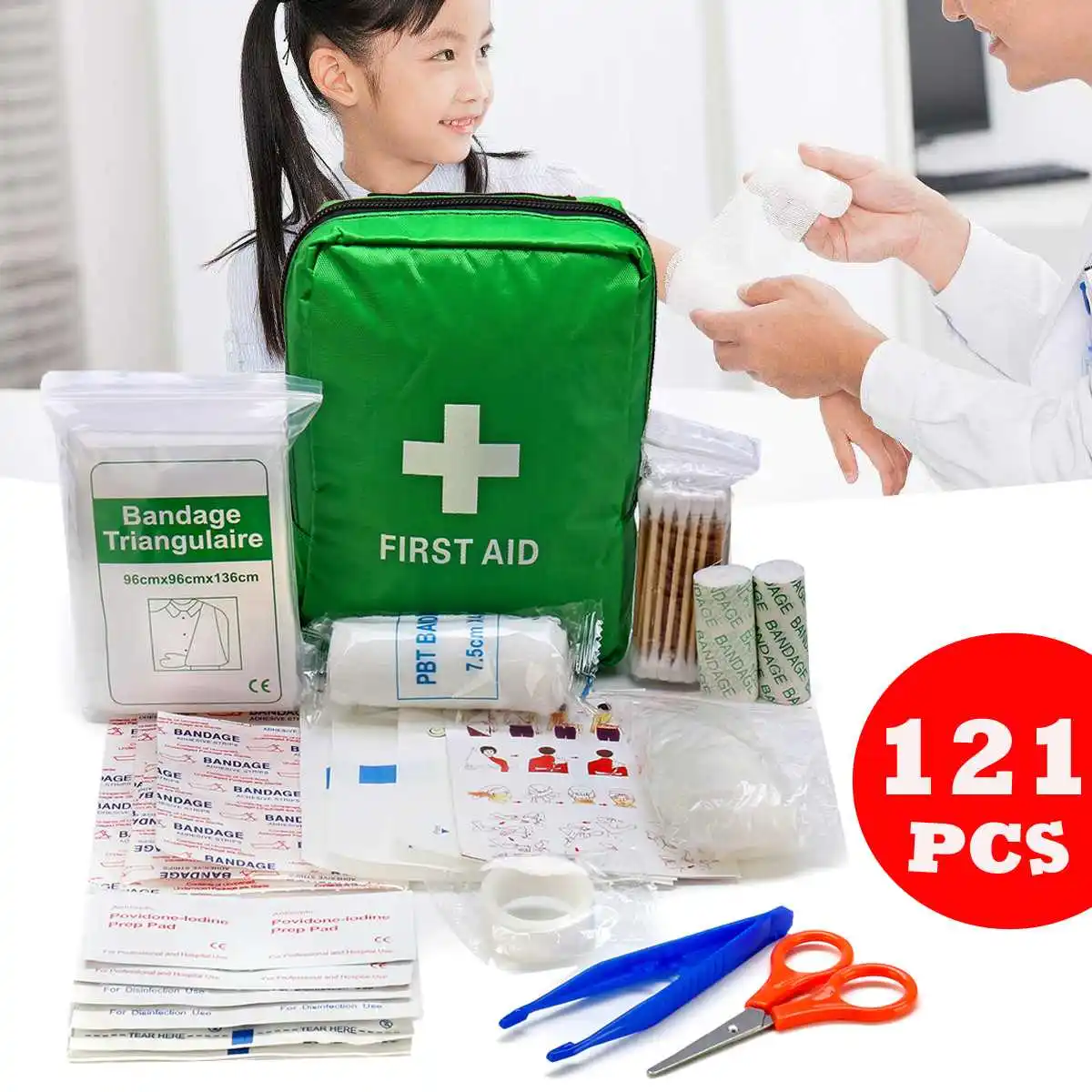 

121Pcs Mini First Aid Kit Travel Outdoor Camping Home Household Portable Emergency Bag Bandage Band Aid Survival Treatment Pack