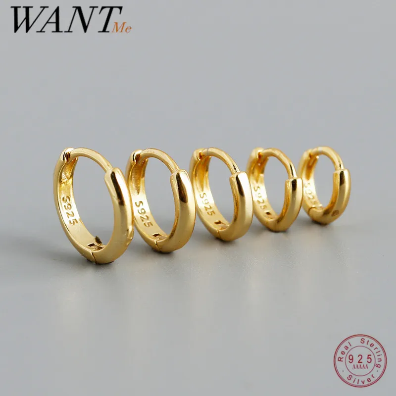 

WANTME 925 Sterling Silver Simple Glossy Hoop Earrings for Women Men Chic DIY Handmade Huggies Pendiente Clips Loop Jewelry