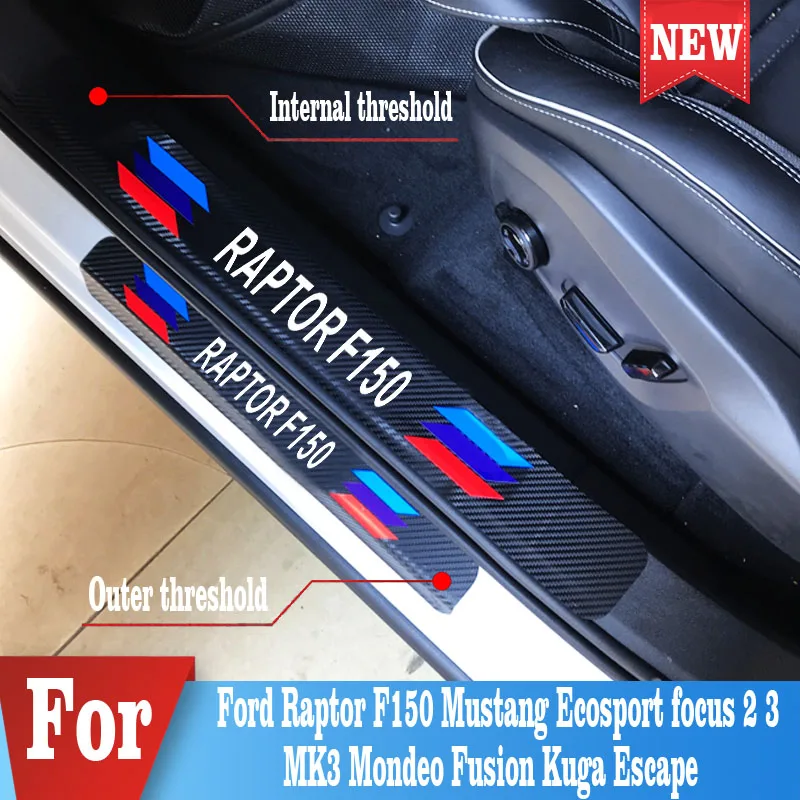 4 шт. карбоновые наклейки на пороги автомобиля Ford Fiesta Mondeo Fusion Explorer Escape Shelby Edge Ecosport