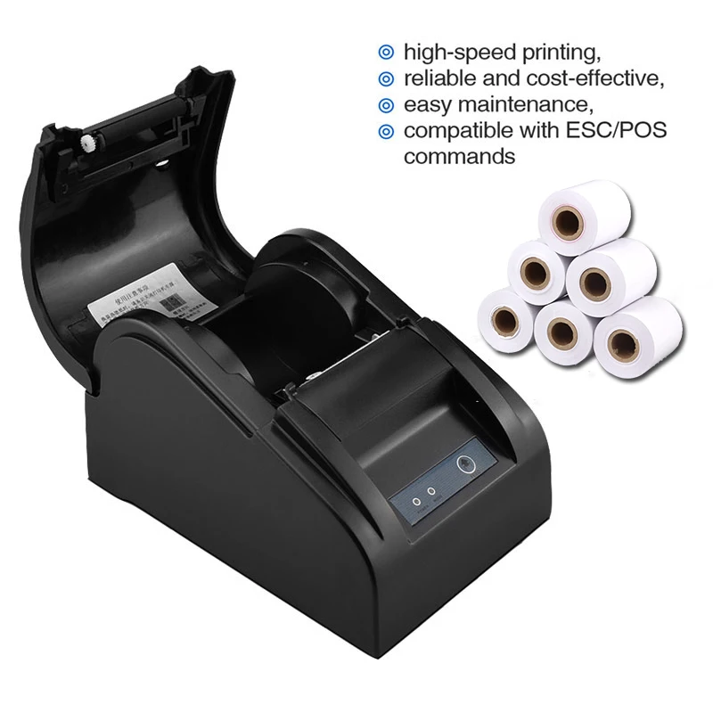 Портативный чековый принтер настольный термопринтер Bluetooth 58 мм кассовый аппарат