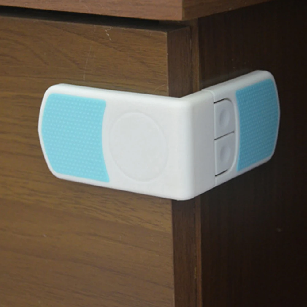 

Kids Right Angle Baby Protection Door Adhesive Pad Cupboard Protective Dual Button Childproof Drawers Safety Lock Easy Install