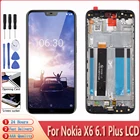 Оригинальный дисплей для Nokia 6,1 Plus TA-1099 TA-1083, сменный сенсорный ЖК-экран с дигитайзером и рамкой для Nokia X6 LCD