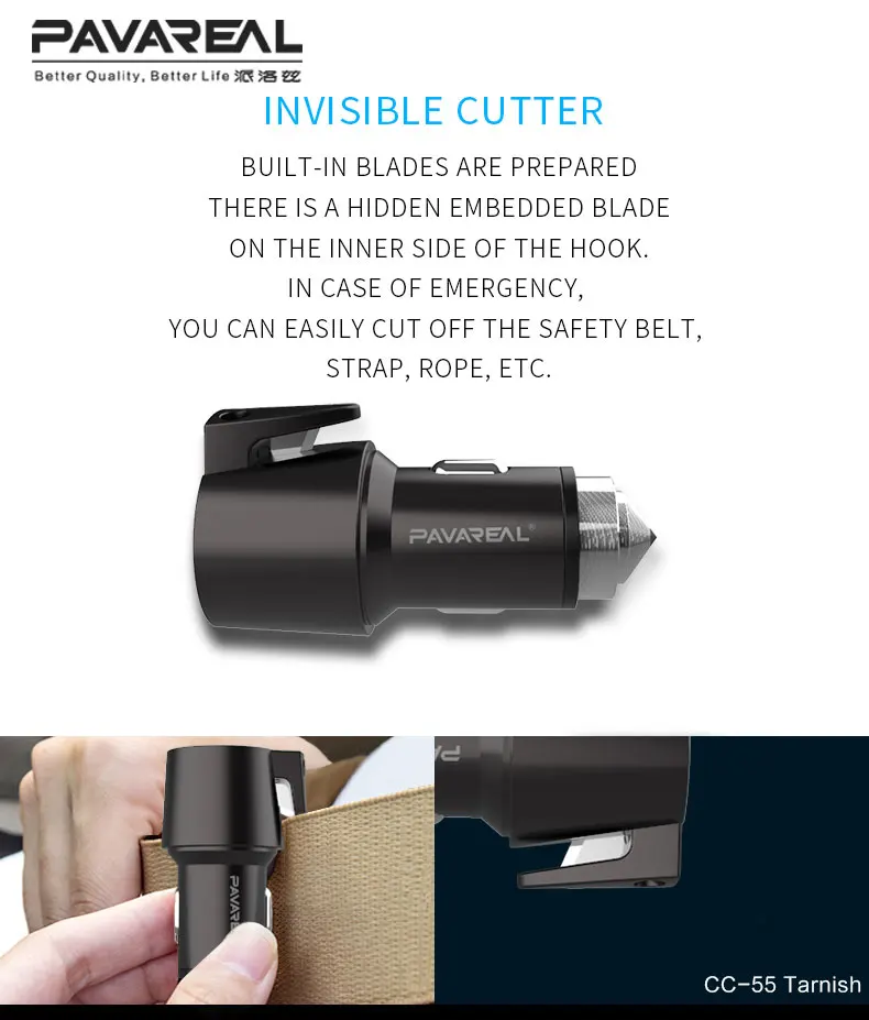 tungsten steel pd18wqc3 0 with safety hammer emergency avoidance car charger mobile phone adapter interface usb free global shipping