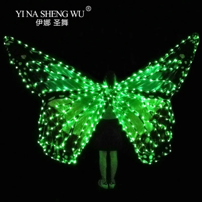 Women Belly Dance LED Wings Girl Wing Butterfly Halloween Cloak Stage Performance Accessories | Тематическая одежда и