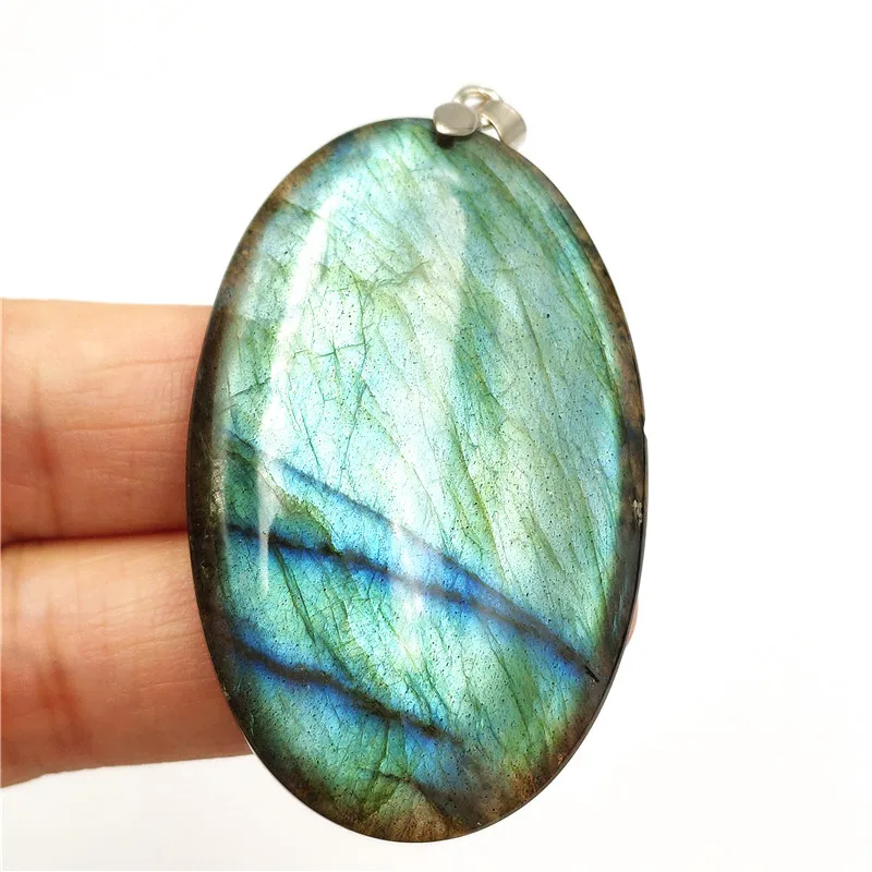 Натуральный зеленый свет лабрадорит лунный камень кулон 51x32x9 мм для женщин и