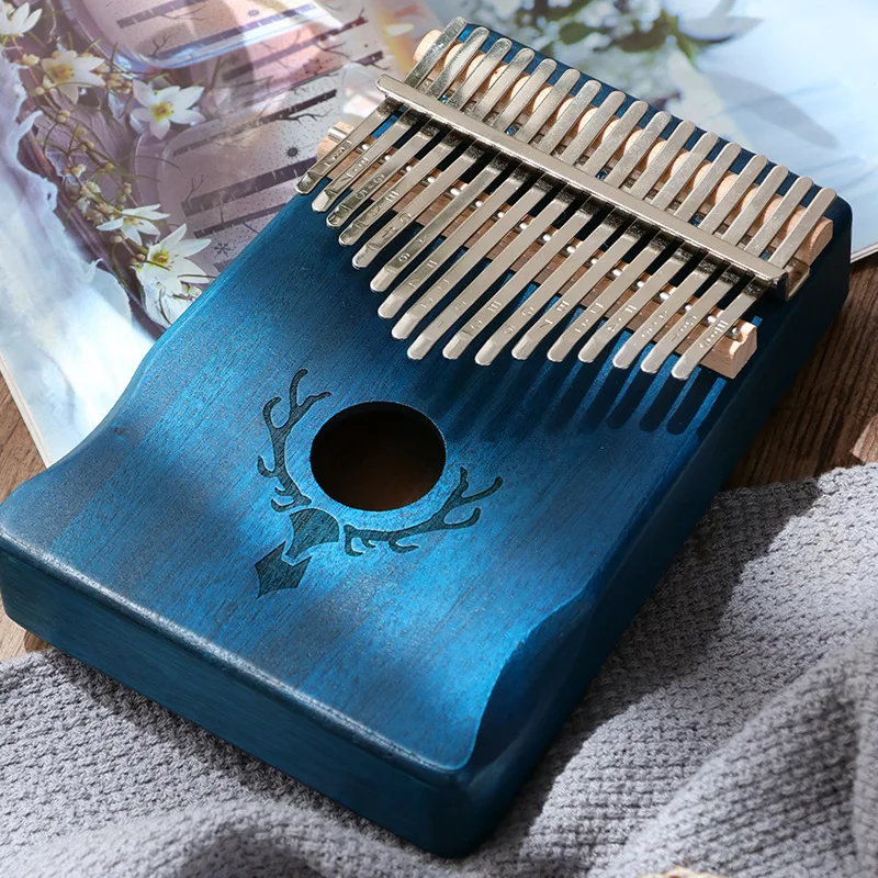 

17 Keys Kalimba Wood Mahogany Thumb Piano Musical Instrument with Tuning Hammer Cloth Sticker Bag