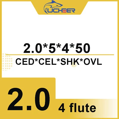 2.0d4D5l50L UCHEER Цена со скидкой; CNC инструменты HRC50 4 флейты 4/6 мм сплав с ЧПУ твердосплавные фрезерные пластины Вольфрам Сталь цилиндрическая фреза с твёрдосплавной пластиной - Длина режущей кромки: 2.0d4D5l50L