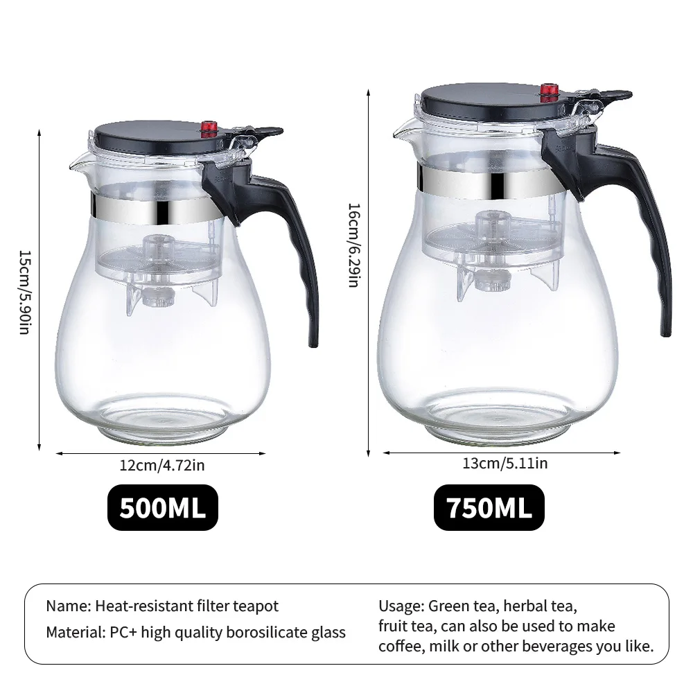

Heat Resistant Glass Teapot Large Capacity Tea Kettle With Detachable Filter Chinese Kung Fu Tea Set Convenient Office Tea Pot