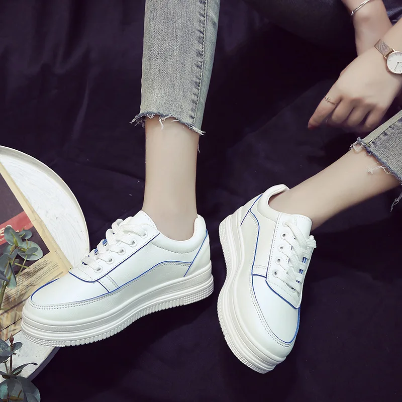 Женские кроссовки с низким верхом Белые Повседневные на шнуровке осень 2020 | Обувь
