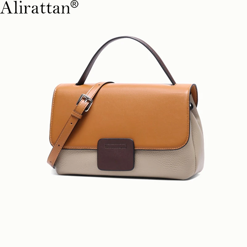 

New Patchwork Genuine Leather Handbags Fashion Women Shoulder Messenger Bag Designer Female Shopping Travel Bags K231