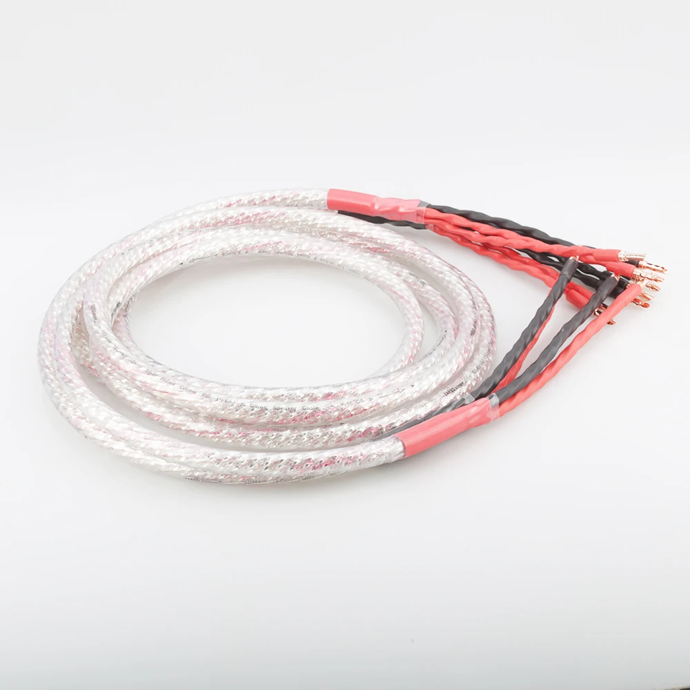 Pair 2.5m OFHC Copper speaker cable with banana plug Audio HIFI Speaker wire
