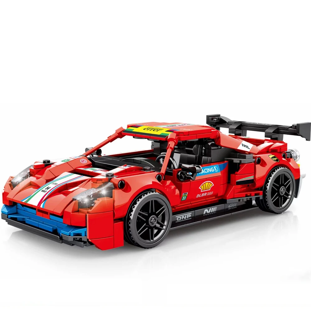 Скоростные чемпионы 488 GTE MOC, спортивные гоночные ралли, гоночные автомобили, строительные блоки, транспортные блоки, классические модели, игрушки для детей