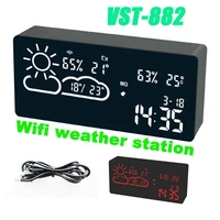 led digital alarm clock radio with temperature and humidity clock desktop table electronic clock morning watch for home office