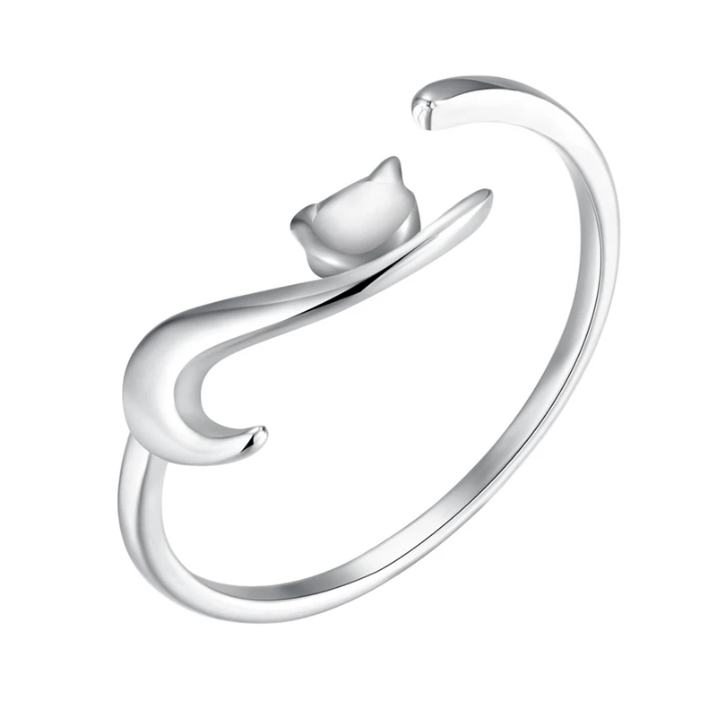 Озорный котенок милое покрытое кольцо с длинным хвостом женское Открытое